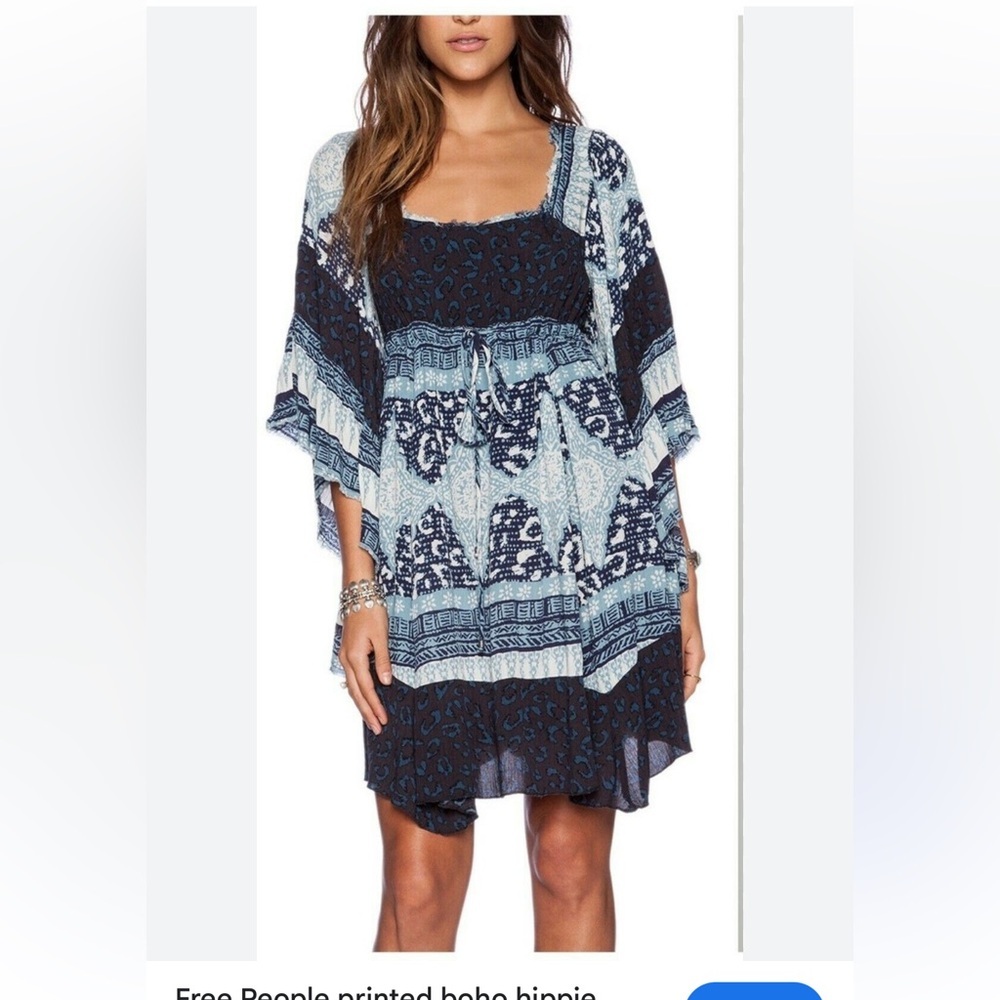 Free People Heart of Gold Dress in Blue Paisley Combo size XS - Picture 2 of 15